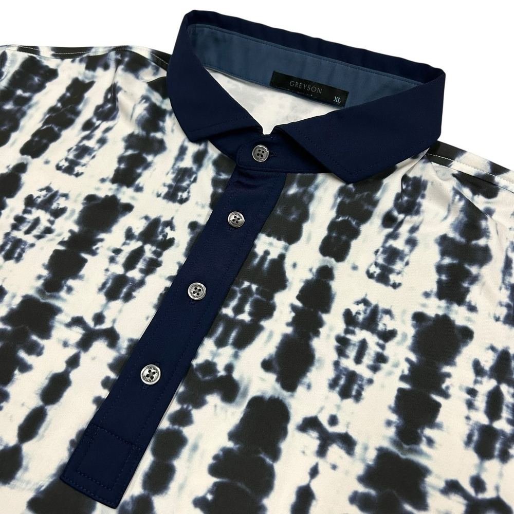 Greyson Men's Navy and Black Tie-Dye Polo Shirt
